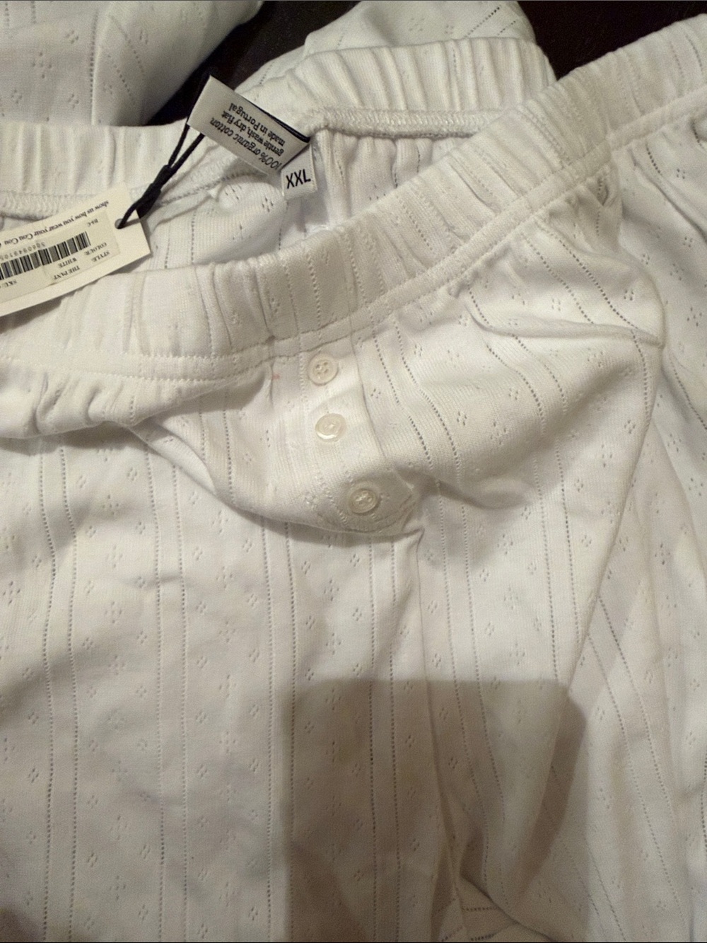 White Long-Sleeve Textured Knit Pajama Set Top and Bottom as it is in the pictur - Picture 4 of 5